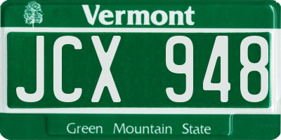 VT license plate JCX948
