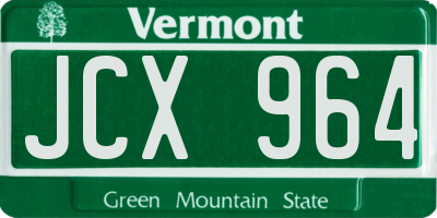 VT license plate JCX964