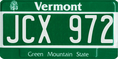 VT license plate JCX972
