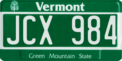 VT license plate JCX984