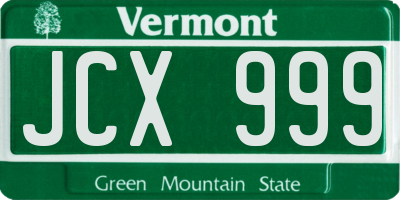 VT license plate JCX999