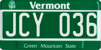 VT license plate JCY036