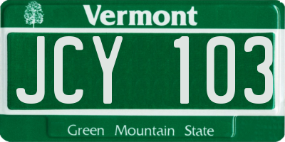 VT license plate JCY103