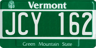 VT license plate JCY162