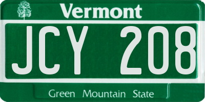 VT license plate JCY208