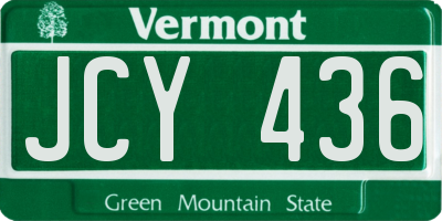 VT license plate JCY436