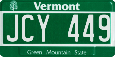 VT license plate JCY449