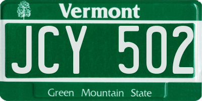 VT license plate JCY502