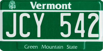 VT license plate JCY542