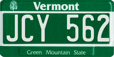 VT license plate JCY562