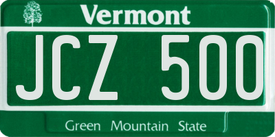 VT license plate JCZ500