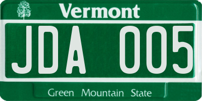 VT license plate JDA005