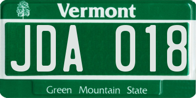 VT license plate JDA018