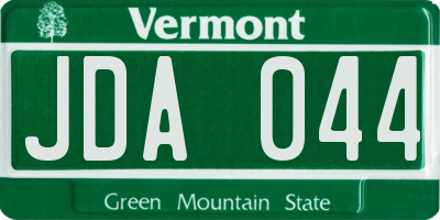 VT license plate JDA044