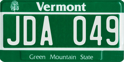VT license plate JDA049