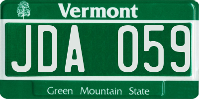 VT license plate JDA059