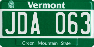 VT license plate JDA063