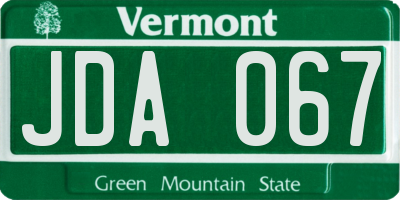 VT license plate JDA067