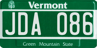 VT license plate JDA086