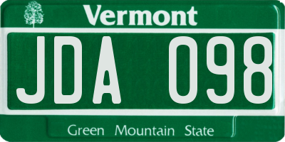 VT license plate JDA098