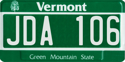 VT license plate JDA106