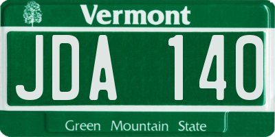 VT license plate JDA140