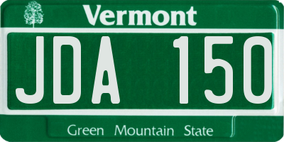 VT license plate JDA150