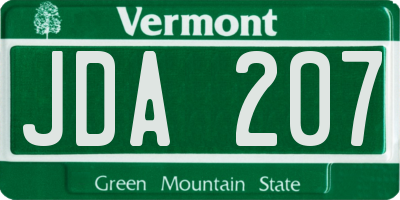 VT license plate JDA207