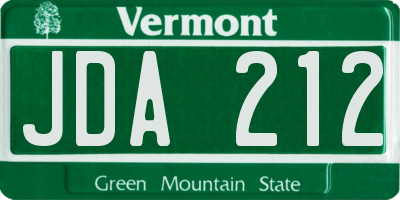VT license plate JDA212
