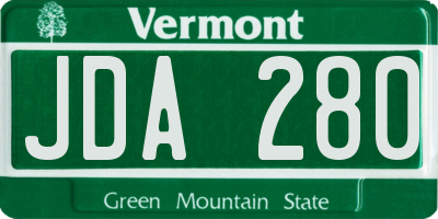 VT license plate JDA280