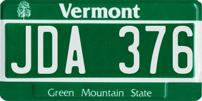 VT license plate JDA376