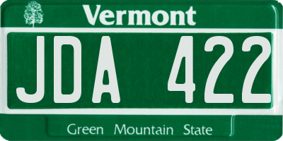 VT license plate JDA422