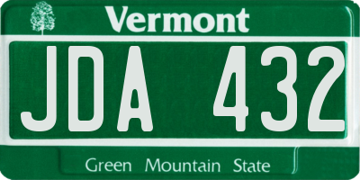 VT license plate JDA432