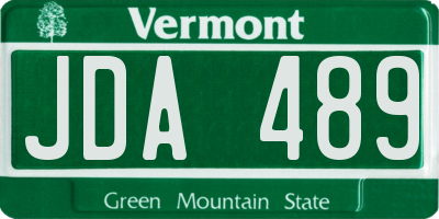 VT license plate JDA489