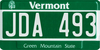 VT license plate JDA493