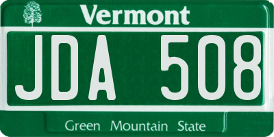 VT license plate JDA508