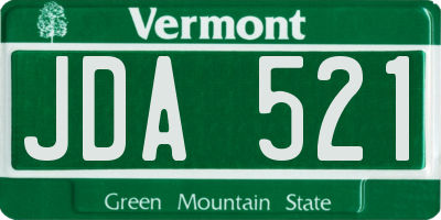 VT license plate JDA521