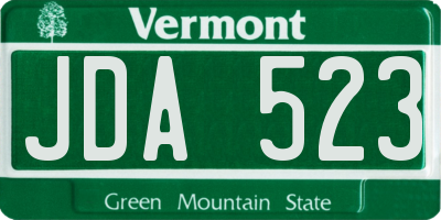 VT license plate JDA523