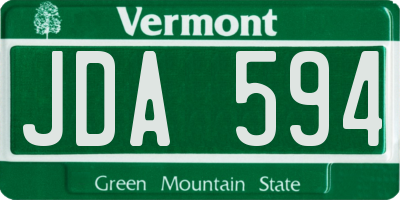 VT license plate JDA594