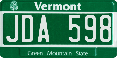 VT license plate JDA598