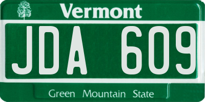 VT license plate JDA609