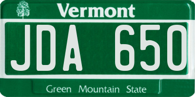 VT license plate JDA650