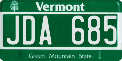VT license plate JDA685
