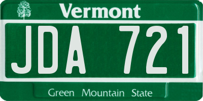 VT license plate JDA721
