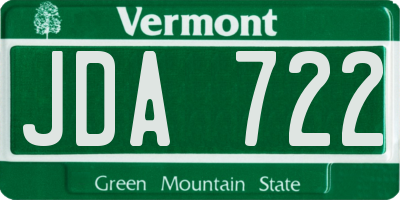 VT license plate JDA722