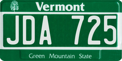 VT license plate JDA725
