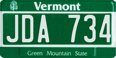 VT license plate JDA734