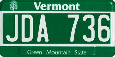 VT license plate JDA736