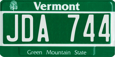 VT license plate JDA744