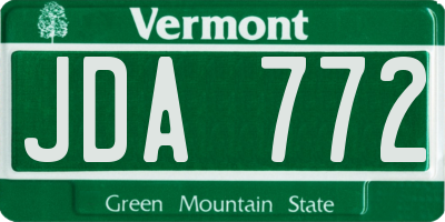 VT license plate JDA772